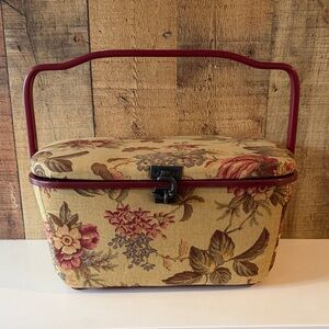 Vintage Floral Fabric Sewing Basket